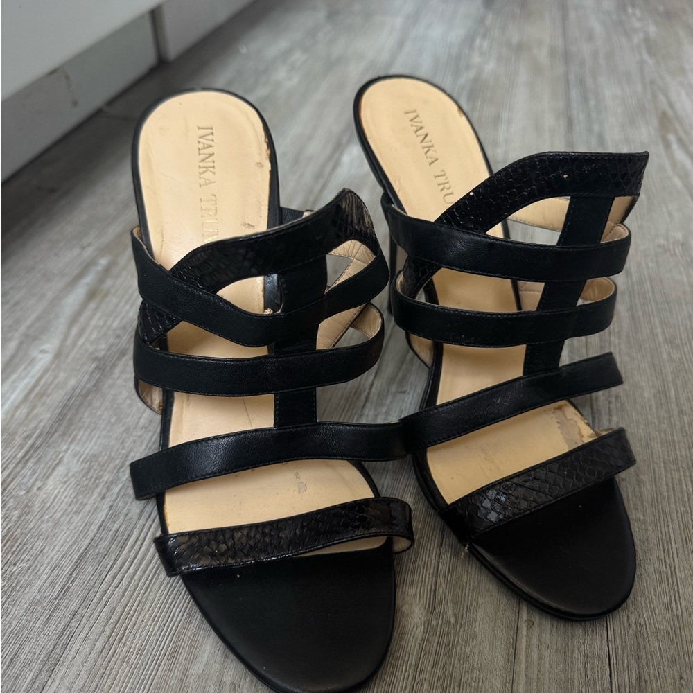 Ivanka Trump Black Strappy Mules